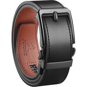 New JUKMO Leather Ratchet Belt 32-38 Brown Solid Auto Buckle Minimalist Style